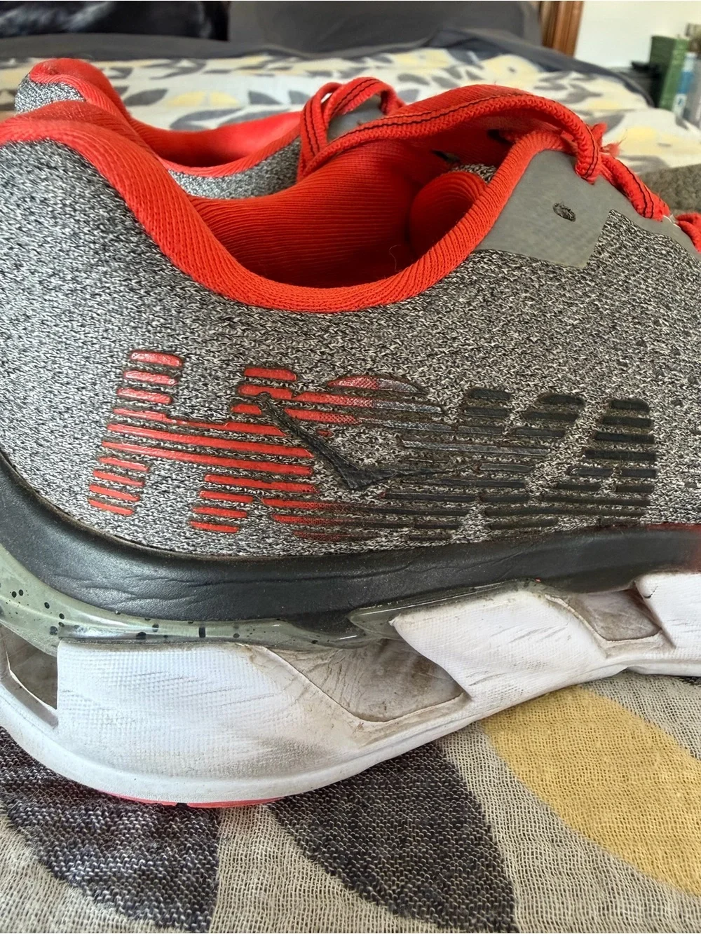 Hoka Grey/Orange Lightweight Running Shoes Size 8